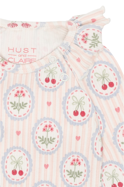 Langarmbody "Bri", Baumwolle/Tencel, Kirschen und Blumen - Hust&Claire