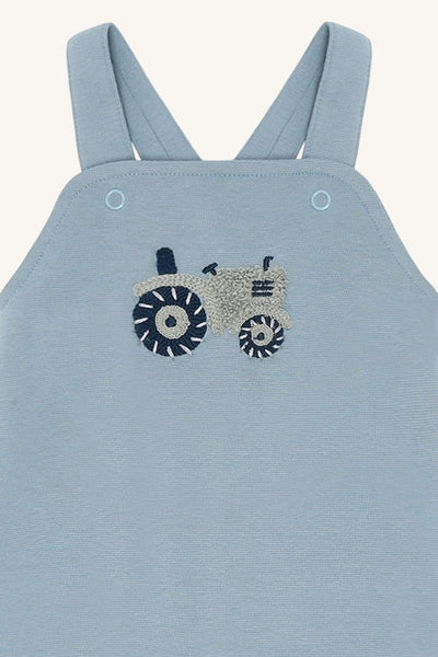 Latzhose "Mikie" mit Traktor-Stickerei, Light Blue - Hust&Claire