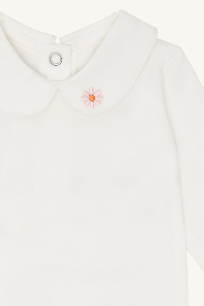 Langarmbody "Bebe Collar", Blusenkragen und Blümchen - Hust&Claire