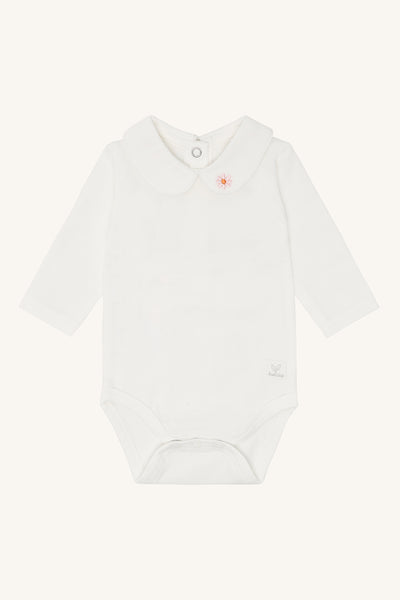 Langarmbody "Bebe Collar", Blusenkragen und Blümchen - Hust&Claire
