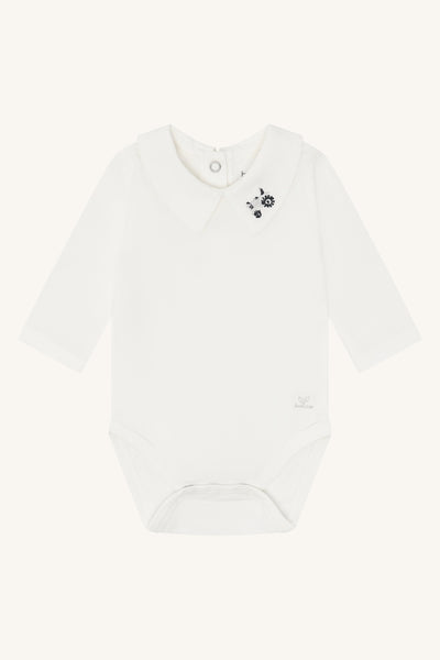 Langarmbody "Bebe Collar", Hemdkragen und Traktor - Hust&Claire