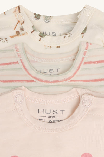 Set: 3 Babybodys "Base", Ringel, Bauernhof, Tiergesicht - Hust&Claire