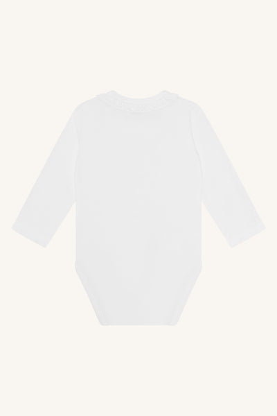 Langarm-Body "Buller", Bambus - mit kleinem Rüschenkragen - Hust&Claire
