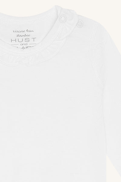 Langarm-Body "Buller", Bambus - mit kleinem Rüschenkragen - Hust&Claire