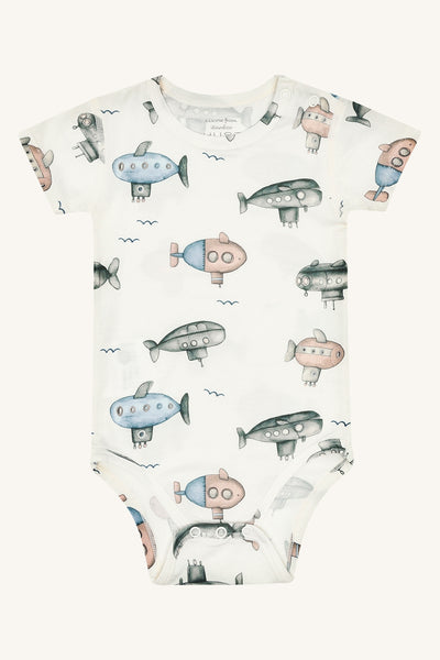 Kurzarm-Body "Buller Submarine", Bambus - U-Boote - Hust&Claire