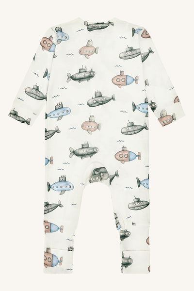 Schlafanzug (Strampler) "Mulle Submarine", Bambus - U-Boote - Hust&Claire