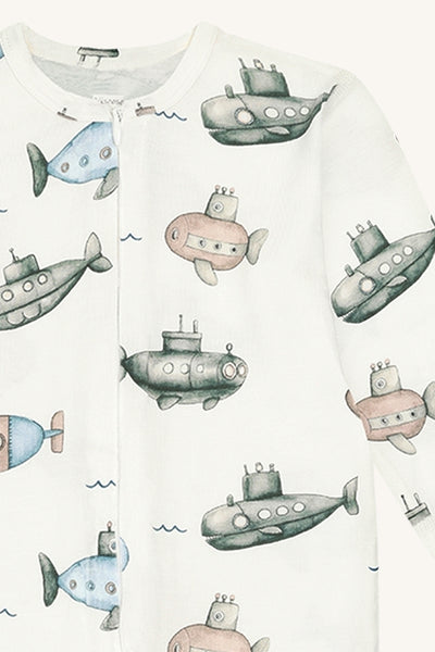 Schlafanzug (Strampler) "Mulle Submarine", Bambus - U-Boote - Hust&Claire