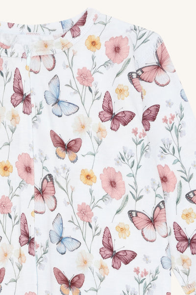 Schlafanzug (Strampler) "Mulle Butterfly", Bambus - Schmetterlinge/Blumen - Hust&Claire