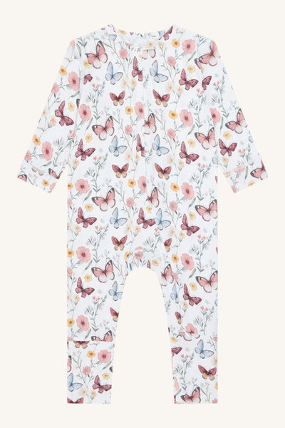 Schlafanzug (Strampler) "Mulle Butterfly", Bambus - Schmetterlinge/Blumen - Hust&Claire