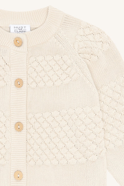 Strickjacke "Cuno Knit Bubble", Bambus/Baumwolle, Sandshell - Hust&Claire