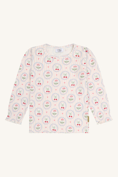 Langarmshirt/Longsleeve "Alma" Kirschen und Blumen, Baumwolle/Tencel - Hust&Claire