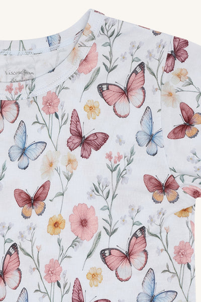 Kurzarmshirt "Austin Butterfly", Bambus - Schmetterlinge/Blumen - Hust&Claire