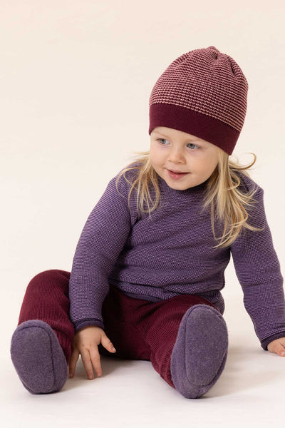Strickmütze (Beanie),Cassis/Softpink - Disana