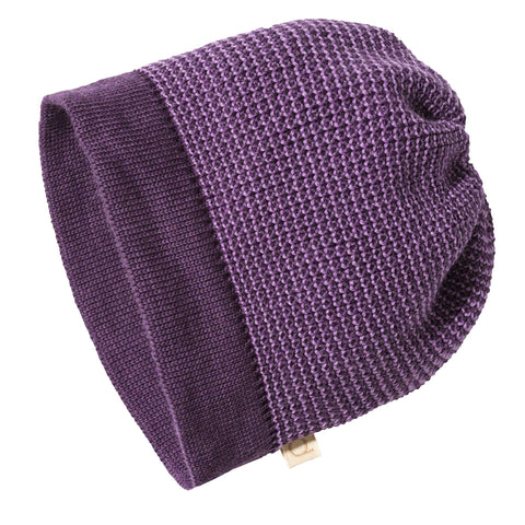 Strickmütze (Beanie), Aubergine/Flieder - Disana