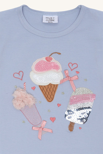 Kurzarmshirt "Alma Ice Cream", Eis-Applikation - Hust&Claire