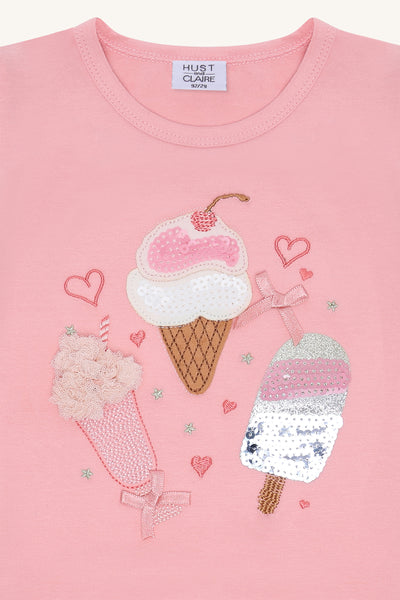 Kurzarmshirt "Alma Ice Cream", Eis-Applikation - Hust&Claire