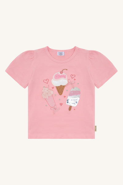 Kurzarmshirt "Alma Ice Cream", Eis-Applikation - Hust&Claire