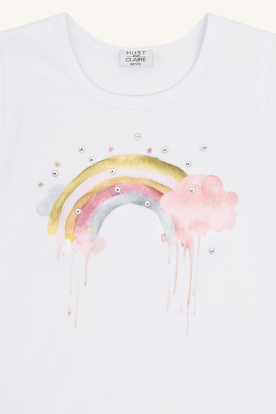 Kurzarmshirt "Alma Rainbow", Regenbogen-Print - Hust&Claire