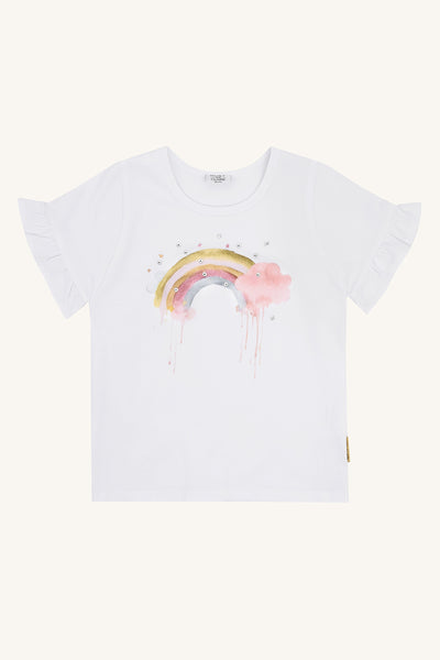 Kurzarmshirt "Alma Rainbow", Regenbogen-Print - Hust&Claire