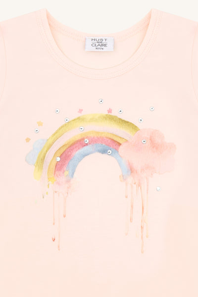 Kurzarmshirt "Alma Rainbow", Regenbogen-Print - Hust&Claire
