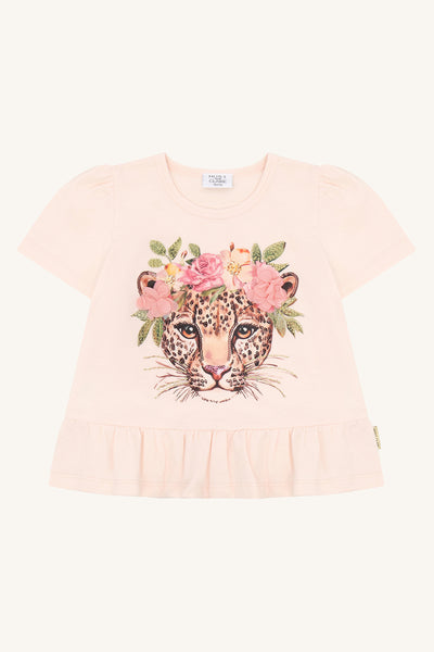 Kurzarmshirt "Alma Leo", Leopard mit Blüten - Hust&Claire