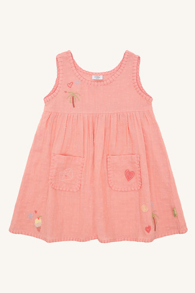 Sommerkleid "Karoline Dobby", Musselin, Hell Lachsrosa - Hust&Claire