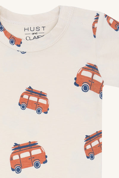Kurzarm-Body "Billy Van", Bus-Print - Hust&Claire