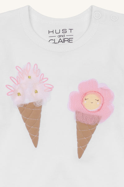 Kurzarmbody "Britt Ice Cream" mit Eis-Applikation - Hust&Claire