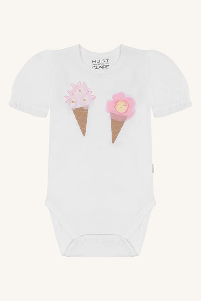 Kurzarmbody "Britt Ice Cream" mit Eis-Applikation - Hust&Claire