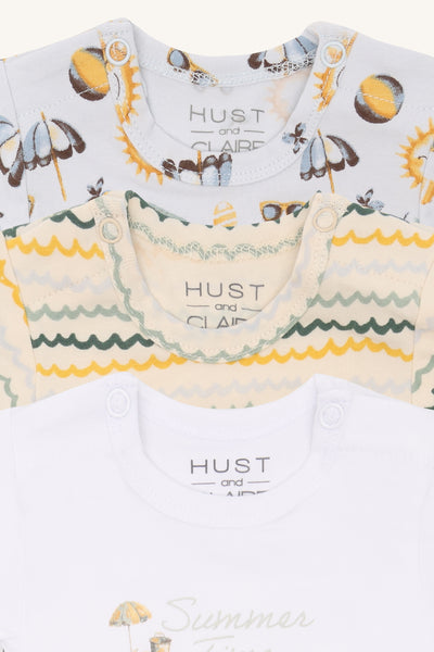 Set: 3 Babybodys, Kurzarm, "Bati", süße Sommer-Prints - Hust&Claire