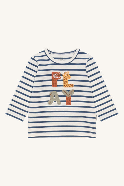 Langarmshirt/Longsleeve "August Play", geringelt mit Applikation - Hust&Claire
