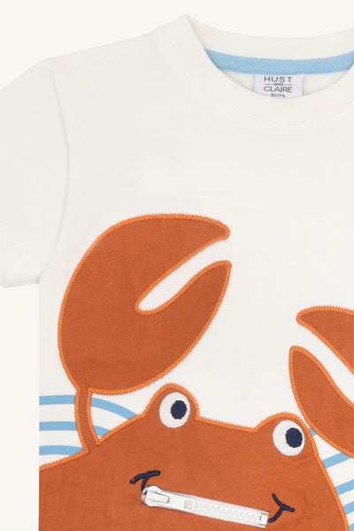 T-Shirt "Anton" mit Krabben-Applikation - Hust&Claire