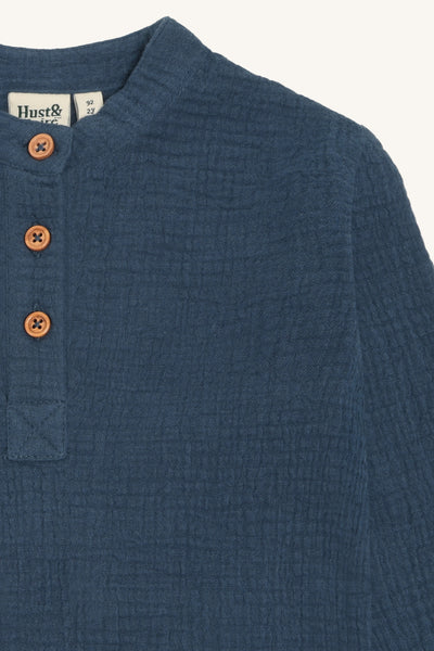 Langarmshirt/Hemd "Rasser Muslin", Musselin, Marineblau - Hust&Claire