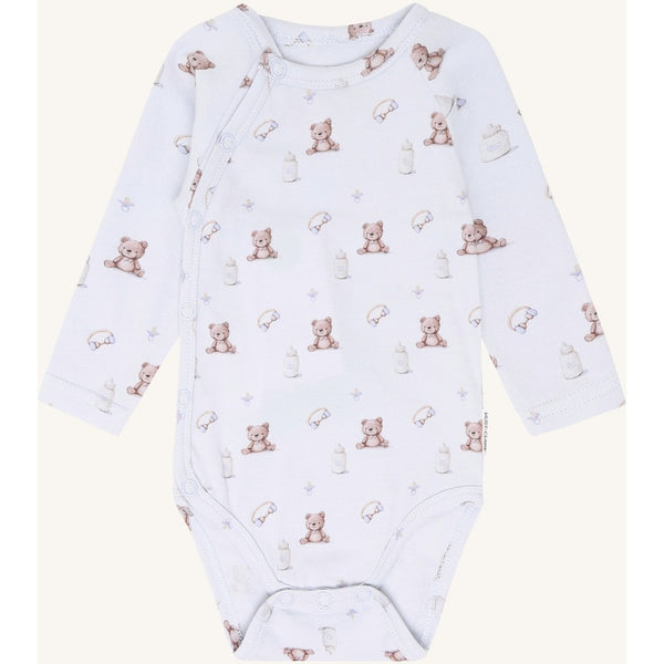 Wickelbody (Langarmbody) "Bing Teddy", A Bit Blue (Zartblau) - Hust&Claire