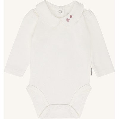 Langarmbody "Bebe Collar", mit Kragen/Herz-Stickerei - Hust&Claire