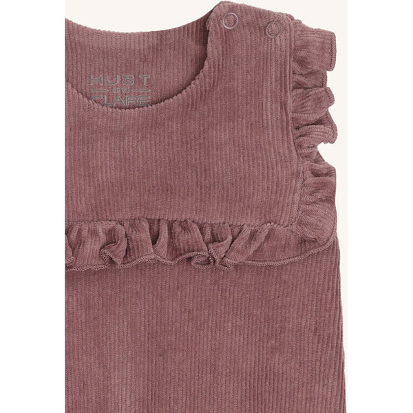 Strampler - Latzhose "Mem Velour",  Plum - Hust&Claire