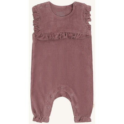 Strampler - Latzhose "Mem Velour",  Plum - Hust&Claire