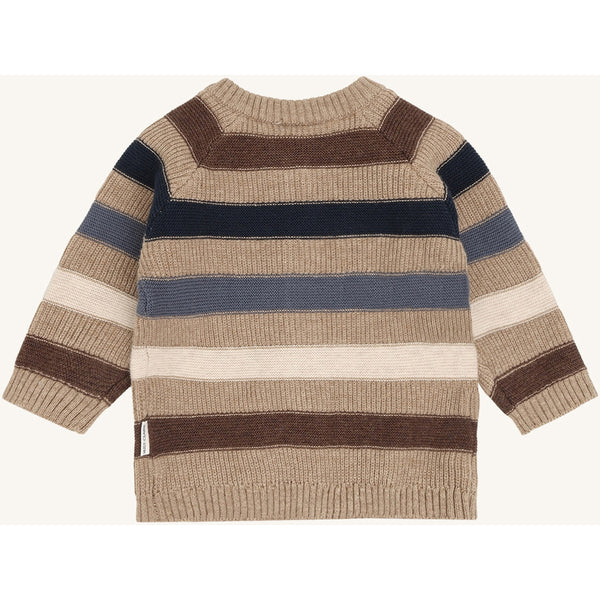 Strickjacke (Babyjacke) "Call Stripe",  Beige/Blau - Hust&Claire