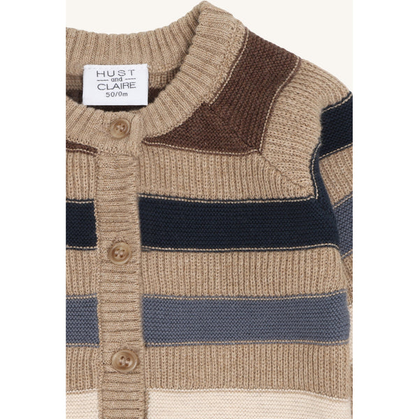 Strickjacke (Babyjacke) "Call Stripe",  Beige/Blau - Hust&Claire