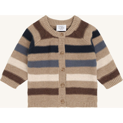Strickjacke (Babyjacke) "Call Stripe",  Beige/Blau - Hust&Claire