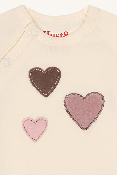 Wickelbody (Langarmbody) "Bing Three" mit Herzchen-Applikation - Hust&Claire