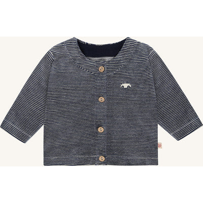 Babyjacke "Chai Stripe",  Blau geringelt (Blues) - Hust&Claire