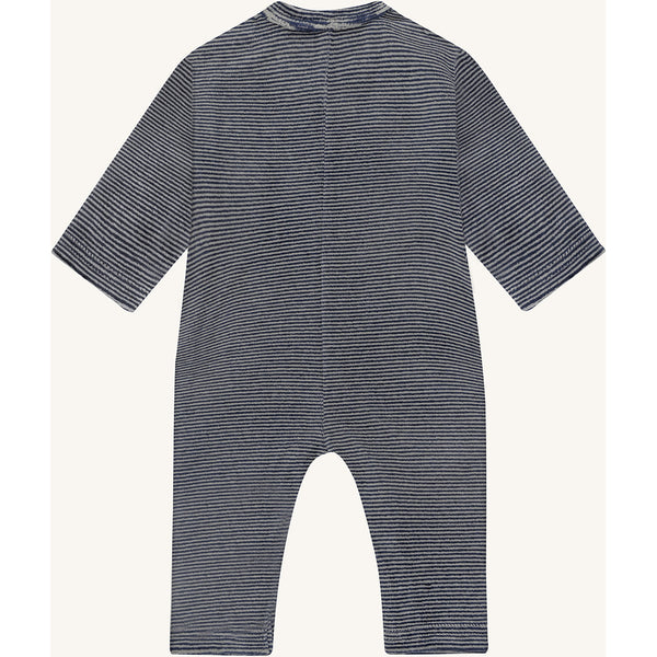 Strampler - Schlafanzug  "Miles Stripe",  blau geringelt (Blues) - Hust&Claire
