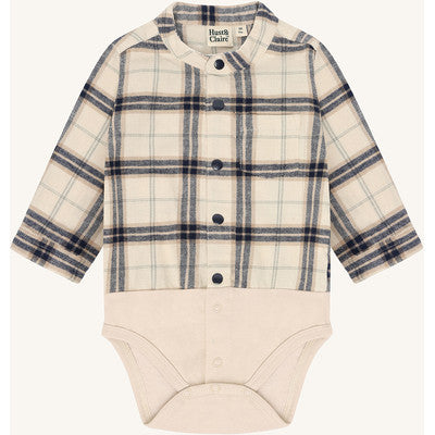Body Bertil Soft" im Hemden-Stil, Blau/Beige kariert - Hust&Claire
