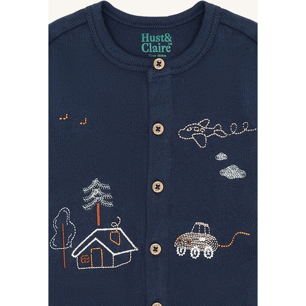 Warmer Body "Boye Living", Marineblau mit Stickerei - Hust&Claire