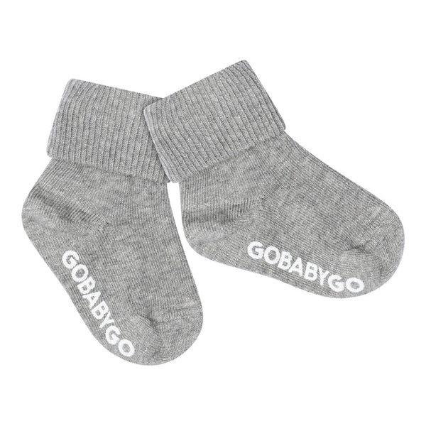 Rutschfeste Socken aus Baumwolle, Grey Melange (Hellgrau meliert) - GoBabyGo