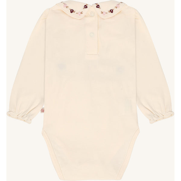 Langarmbody für Babys "Britt Smock", geblümt, Wollweiß (Off White) - Hust&Claire
