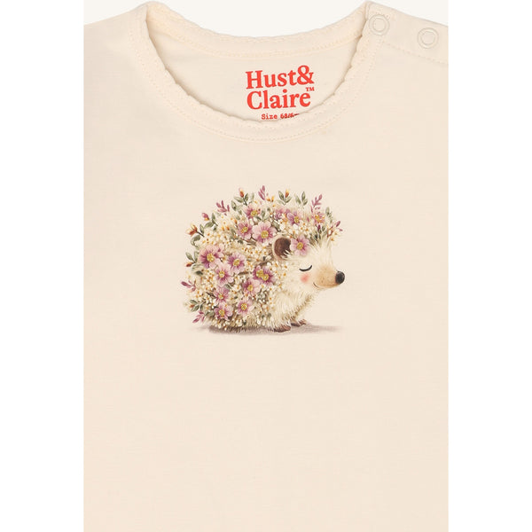 Langarmshirt/Longsleeve für Mädchen "Anna", Wollweiß mit Igel - Hust&Claire