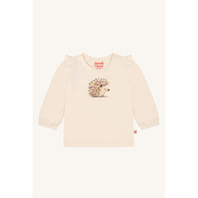 Langarmshirt/Longsleeve für Mädchen "Anna", Wollweiß mit Igel - Hust&Claire