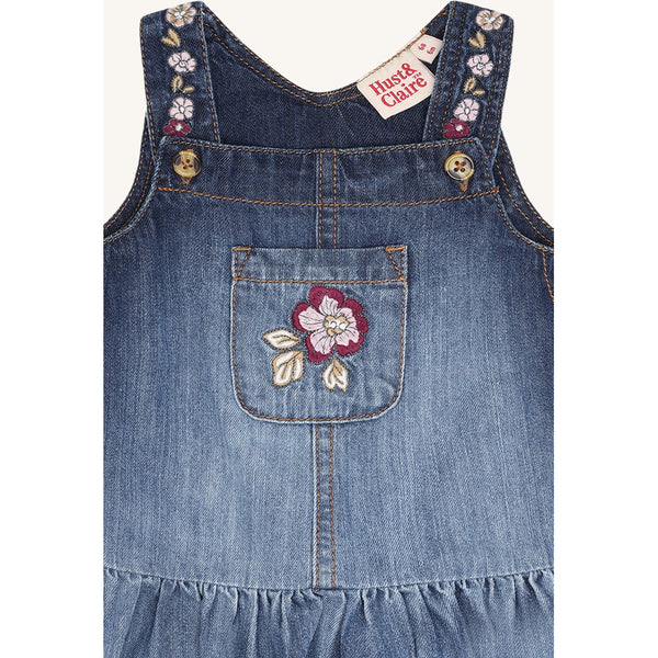 Kinderkleid (Latzrock) "Kis Denim" mit Stickerei - Hust&Claire